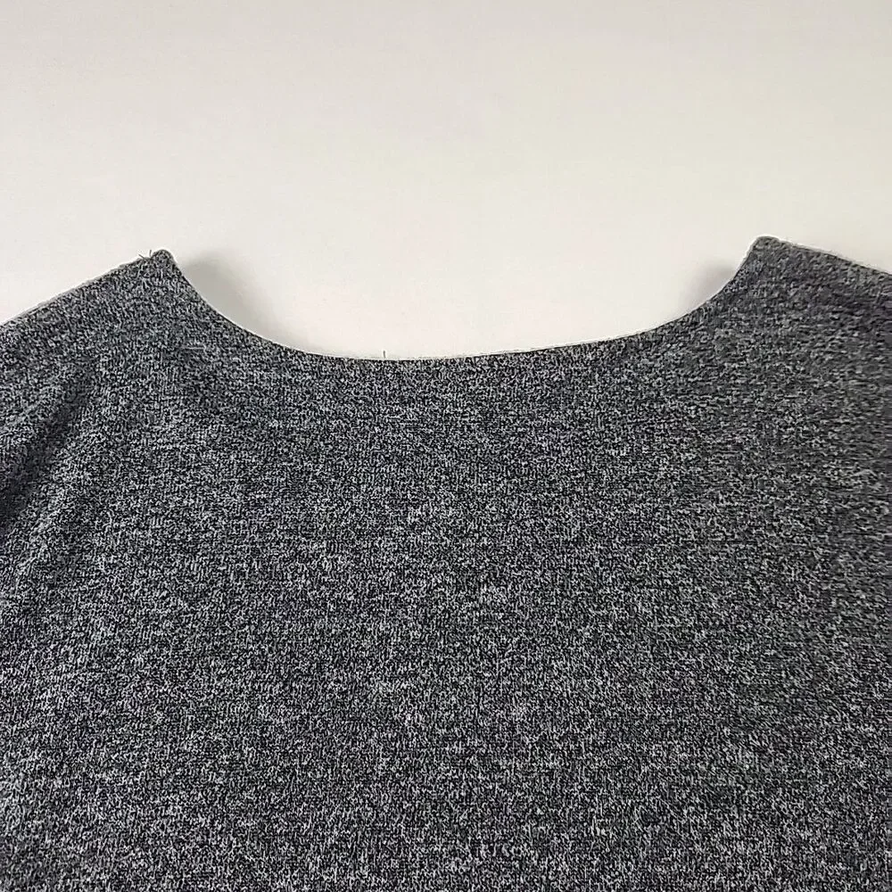 Adrienne Vittadini 2XL Grey Crystal Studded Round Neck Sweater Gathered Sleeve - Picture 9 of 9